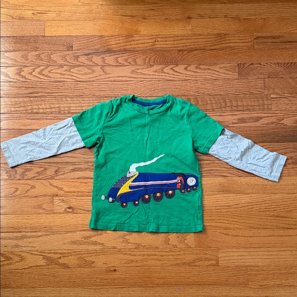 Green Train Graphic Kids Shirt Mini Boden
